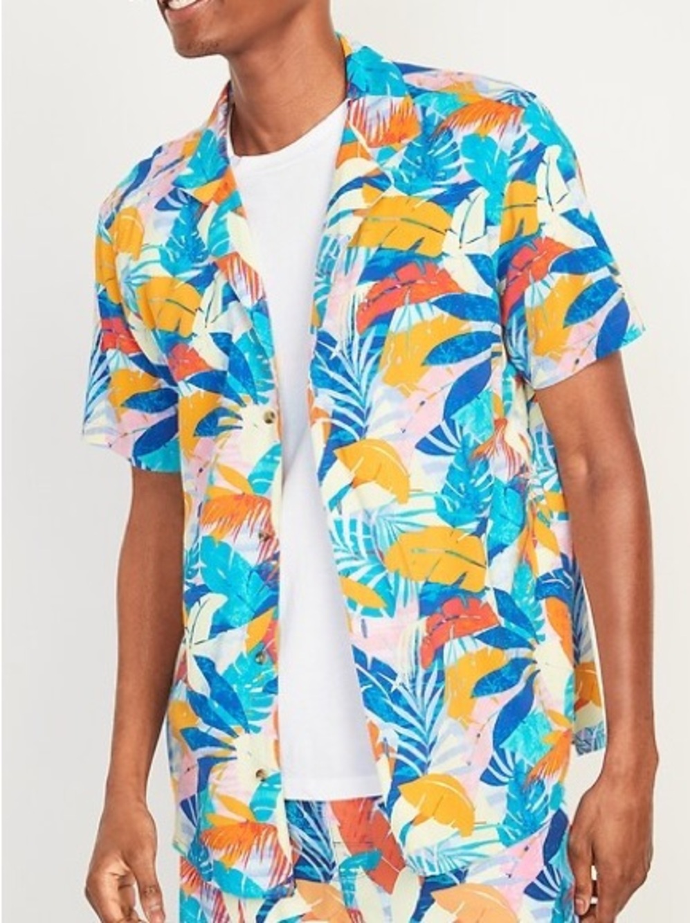 Old Navy Printed Short-Sleeve Camp Shirt resortwear beach ready tropical M